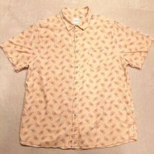 ROWM Mens Short Sleeve Button Shirt Sz.XL/Orange/Sun Rise All Print/Cotton